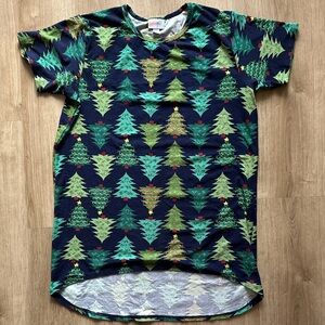 LuLaRoe Short Sleeve Tee with Christmas Tree Pattern